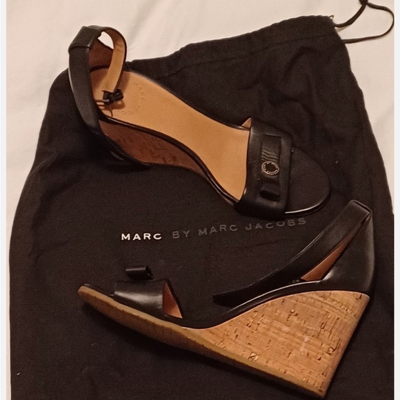Marc By Marc Jacobs Shoes - Marc by Marc Jacobs Black and Tan Wedge Sandals